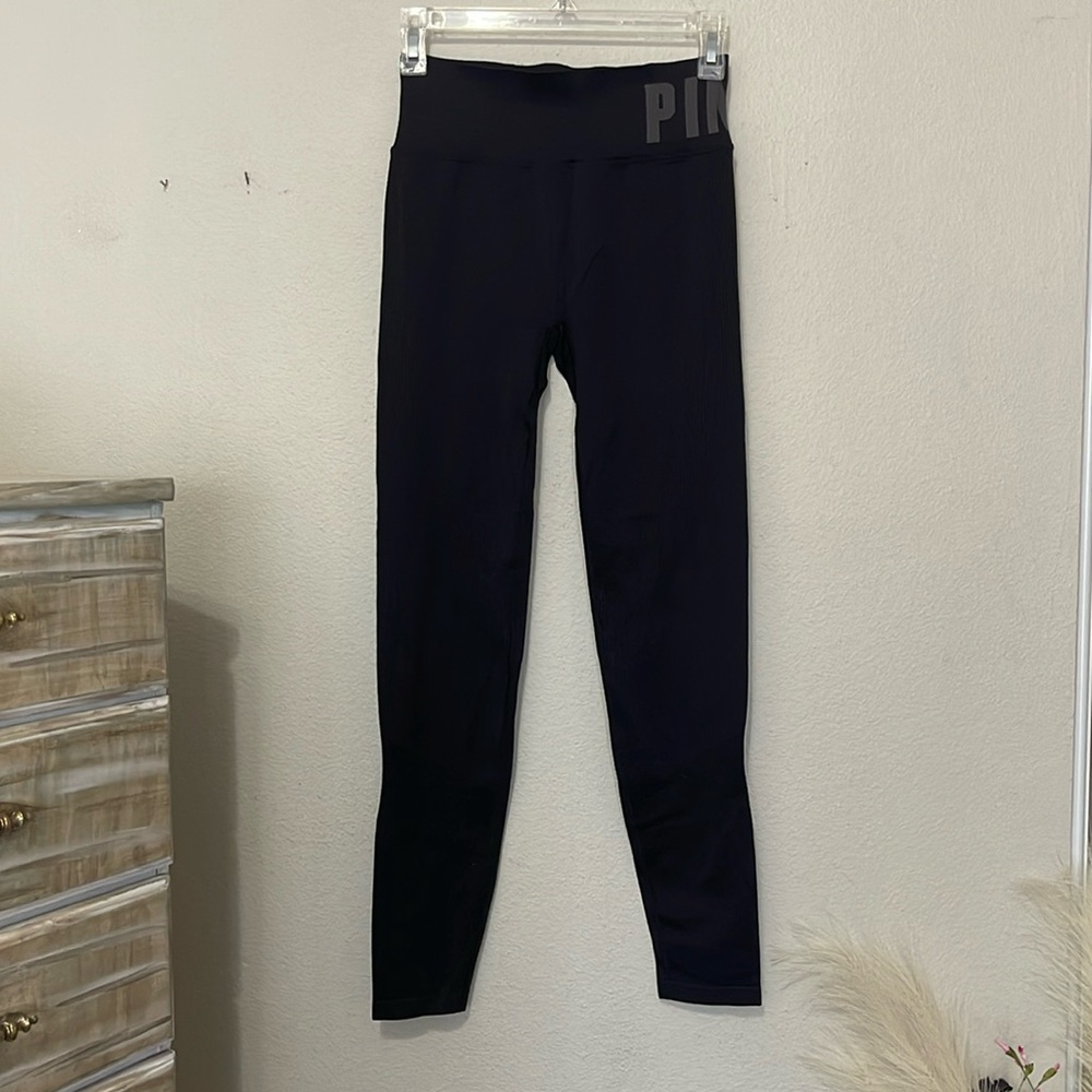 PINK ACTIVE BLACK SEAMLESS FULL LEGGH LEGGINGS